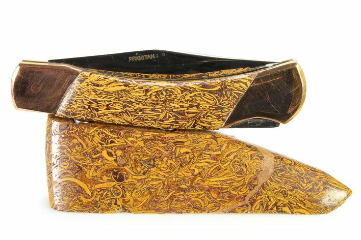 Pocket Knife With Miriam Stone Inlays & Matching Base #337599